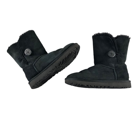 Ugg Womens Black Bailey Button Short Boots Sherpa Winter - Picture 2 of 12
